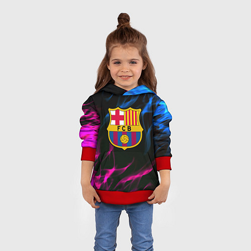 Детская толстовка Barcelona neon flame / 3D-Красный – фото 4