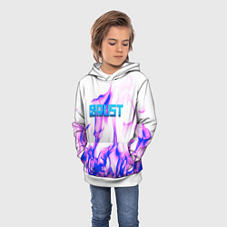 Толстовка-худи детская RUST game neon steel, цвет: 3D-белый — фото 2