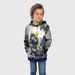 Толстовка-худи детская Homer Simpson cool cyborg - ai art fantasy, цвет: 3D-синий — фото 2