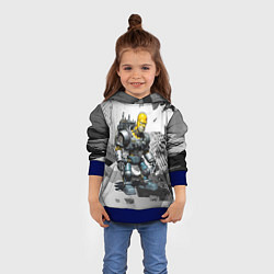 Толстовка-худи детская Homer Simpson cool cyborg - ai art fantasy, цвет: 3D-синий — фото 2