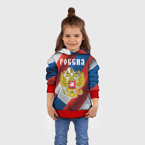 Детская толстовка Цвета флага России, паттерн / 3D-Красный – фото 4
