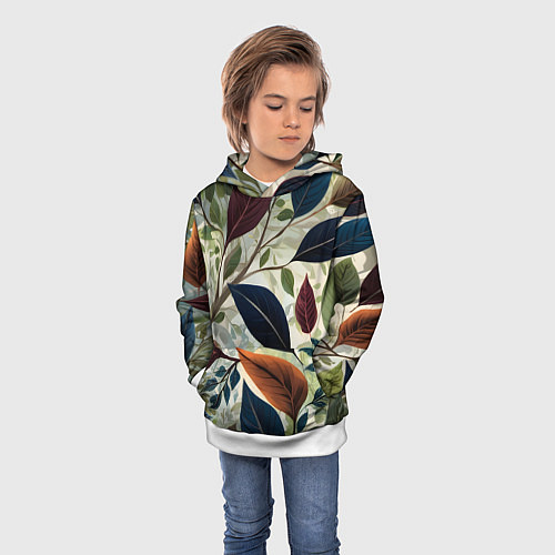 Детская толстовка Листья искусство / 3D-Белый – фото 3
