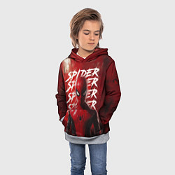Толстовка-худи детская Spider-man red background, цвет: 3D-меланж — фото 2