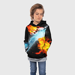 Толстовка-худи детская Огонь и вода столкновение, цвет: 3D-меланж — фото 2