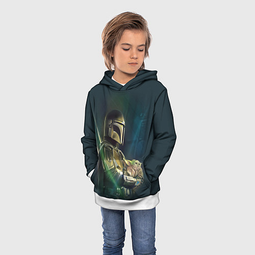 Детская толстовка Куда я туда и он - Мандалорец / 3D-Белый – фото 3