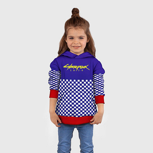 Детская толстовка Cyberpunk 2077 клетка / 3D-Красный – фото 4