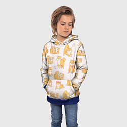 Толстовка-худи детская Паттерн сиба ину, цвет: 3D-синий — фото 2