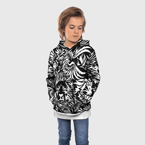 Детская толстовка Лев и орел в виде узоров / 3D-Белый – фото 3
