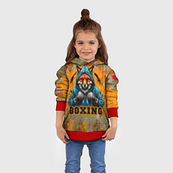 Толстовка-худи детская Лис боксер, цвет: 3D-красный — фото 2