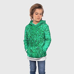 Толстовка-худи детская Зелёный симбионт абстракция, цвет: 3D-белый — фото 2