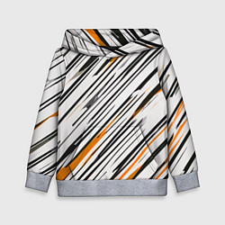 Детская толстовка Диагональные чёрно-жёлтые полосы на белом фоне