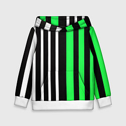 Детская толстовка Вертикальные полосы триколор зелёный
