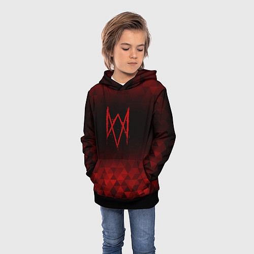 Детская толстовка Watch Dogs red poly / 3D-Черный – фото 3