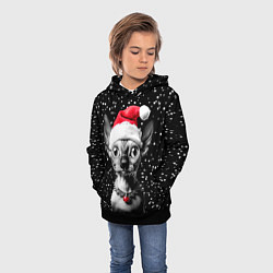 Толстовка-худи детская Сфинкс в шапке Санты, цвет: 3D-черный — фото 2