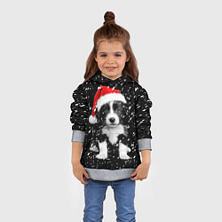 Толстовка-худи детская Новогодний милый щенок, цвет: 3D-меланж — фото 2