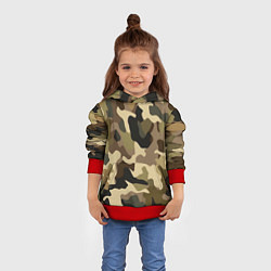 Толстовка-худи детская Милитари камуфляж, цвет: 3D-красный — фото 2