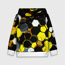 Детская толстовка Жёлто-белые шестиугольники на чёрном фоне