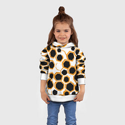 Толстовка-худи детская Чёрно-жёлтые шестиугольники на белом фоне, цвет: 3D-белый — фото 2