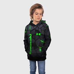 Толстовка-худи детская Kawasaki - плиты с эффектом свечения, цвет: 3D-черный — фото 2