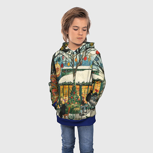 Детская толстовка Новогодние посиделки / 3D-Синий – фото 3