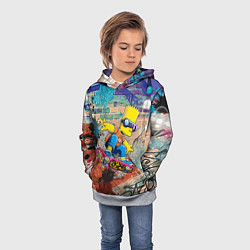 Толстовка-худи детская Bart Simpson on a skateboard - graffiti, цвет: 3D-меланж — фото 2