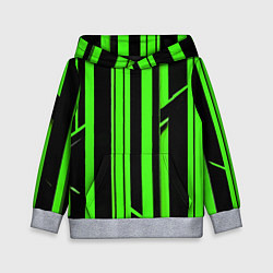 Детская толстовка Толстые зелёные полосы на чёрном фоне