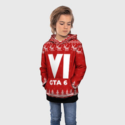 Толстовка-худи детская Новогодний GTA 6 с оленями, цвет: 3D-черный — фото 2