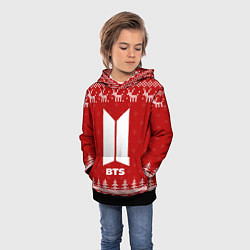 Толстовка-худи детская Новогодний BTS с оленями, цвет: 3D-черный — фото 2