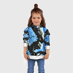 Толстовка-худи детская Чёрные линии на чёрно-синем фоне, цвет: 3D-белый — фото 2