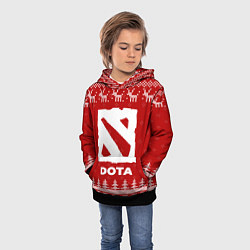Толстовка-худи детская Новогодний Dota с оленями, цвет: 3D-черный — фото 2