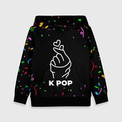 Толстовка-худи детская K Pop конфети, цвет: 3D-черный