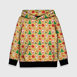 Детская толстовка Новогодние игрушки на золотистом