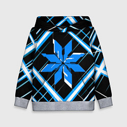 Толстовка-худи детская Сине-белая звезда и полосы на чёрном фоне, цвет: 3D-меланж