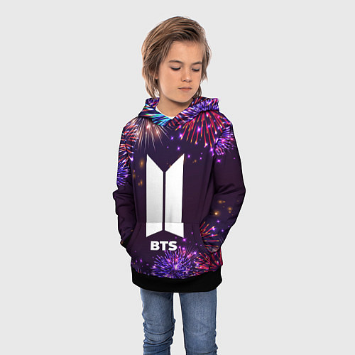 Детская толстовка Праздничный BTS / 3D-Черный – фото 3