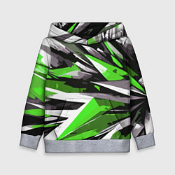 Детская толстовка Чёрно-зелёная-белая абстракция