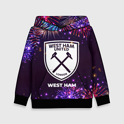 Толстовка-худи детская Праздничный West Ham, цвет: 3D-черный