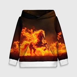 Толстовка-худи детская Огненная лошадь, цвет: 3D-белый