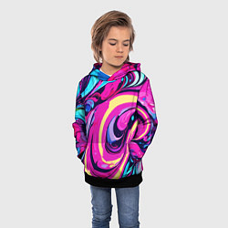 Толстовка-худи детская Сине-розовый узор, цвет: 3D-черный — фото 2