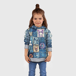 Толстовка-худи детская Пэчворк с аниме персонажами, цвет: 3D-меланж — фото 2
