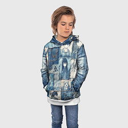 Толстовка-худи детская Персонажи аниме на пэчворк, цвет: 3D-белый — фото 2