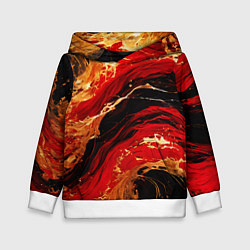 Детская толстовка Красно-золотые брызги на чёрном фоне