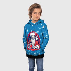 Толстовка-худи детская Новый год с бокалом вина, цвет: 3D-черный — фото 2