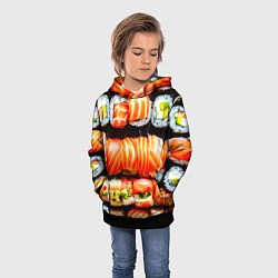 Толстовка-худи детская Сет роллов, цвет: 3D-черный — фото 2