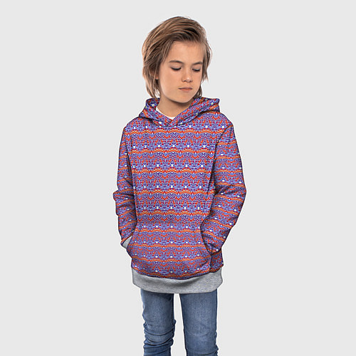 Детская толстовка Узор оранжево-синий / 3D-Меланж – фото 3