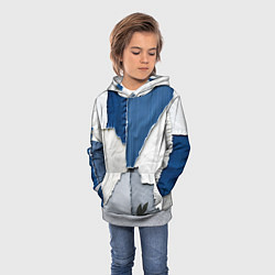 Толстовка-худи детская Сине-белый пэчворк, цвет: 3D-меланж — фото 2