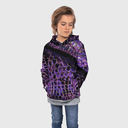Толстовка-худи детская Фиолетовая кожа змеи, цвет: 3D-меланж — фото 2