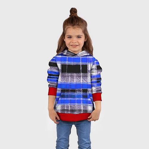 Детская толстовка Белые полосы на чёрно-синем фоне / 3D-Красный – фото 4