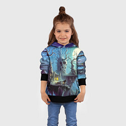 Толстовка-худи детская Коттедж ведьмы - нейроарт фантазия, цвет: 3D-черный — фото 2