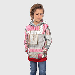 Толстовка-худи детская Розовый пэчворк, цвет: 3D-красный — фото 2