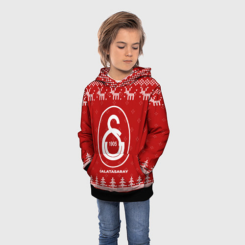 Детская толстовка Новогодний Galatasaray с оленями / 3D-Черный – фото 3